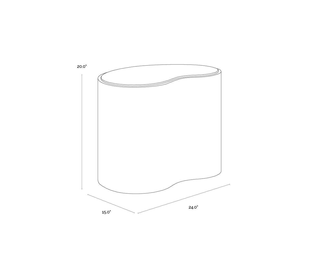 Ishiko Coffee Table - Small dimensions schematic