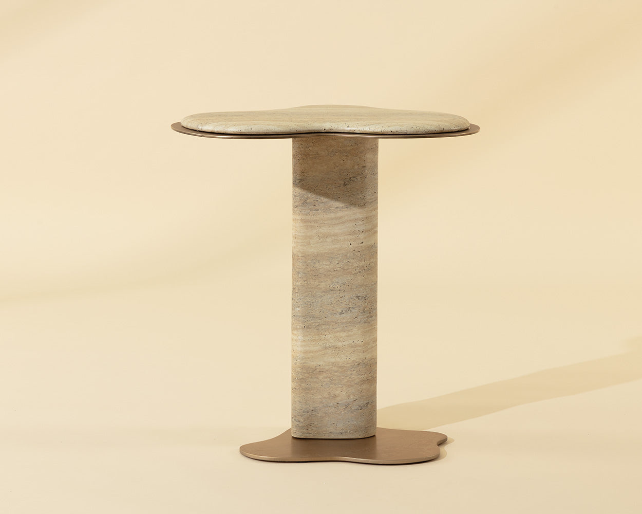 Isola End Table - Travertine Look