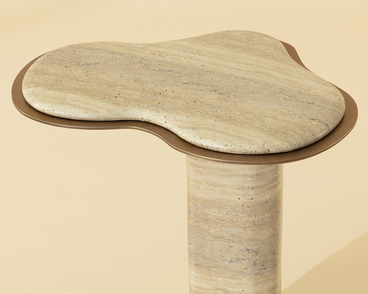 Isola End Table - Travertine Look