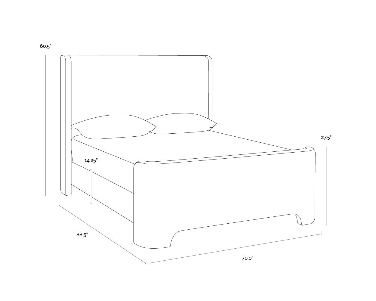 Ives Bed dimensions schematic