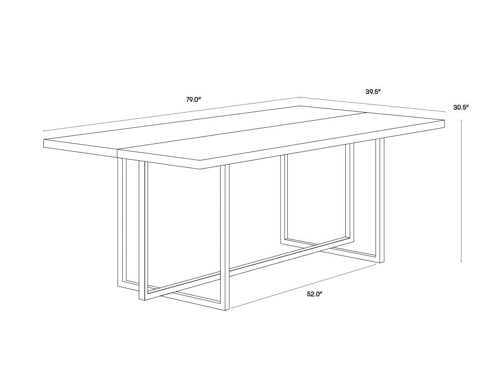 Jade Dining Table - 79" dimensions schematic