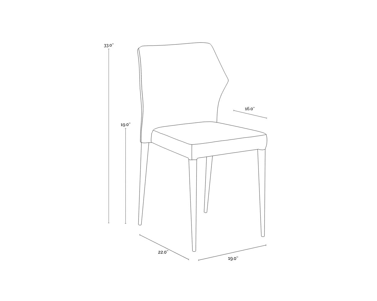 James Stackable Dining Chair dimensions schematic