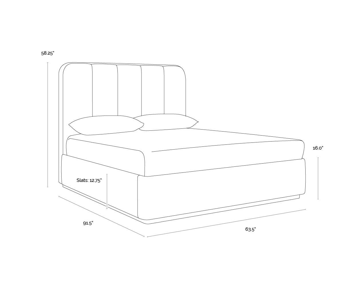 Jamille Bed dimensions schematic