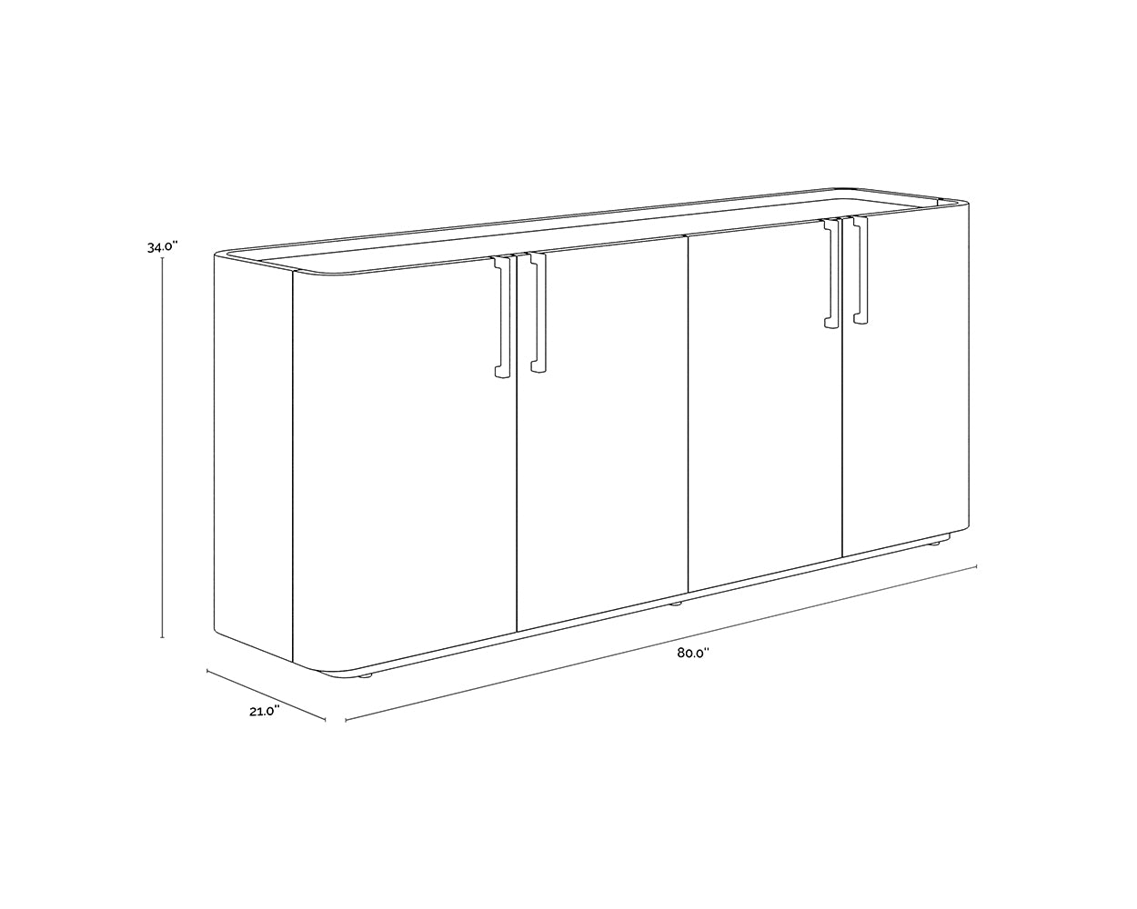 Jamille Sideboard dimensions schematic