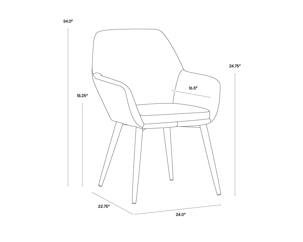 Jayna Dining Armchair dimensions schematic