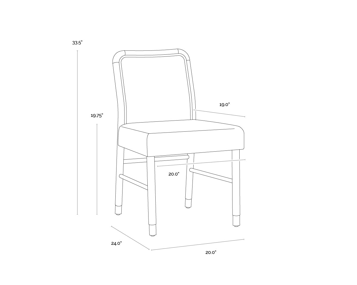 Jeno Dining Chair dimensions schematic