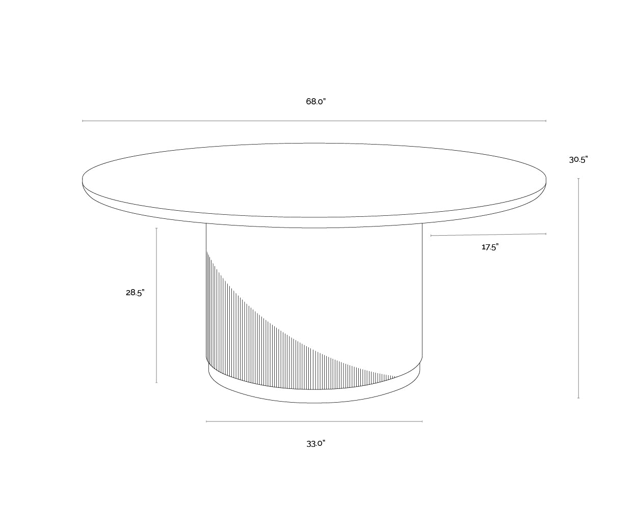 Kalla Dining Table - 68" - Round dimensions schematic