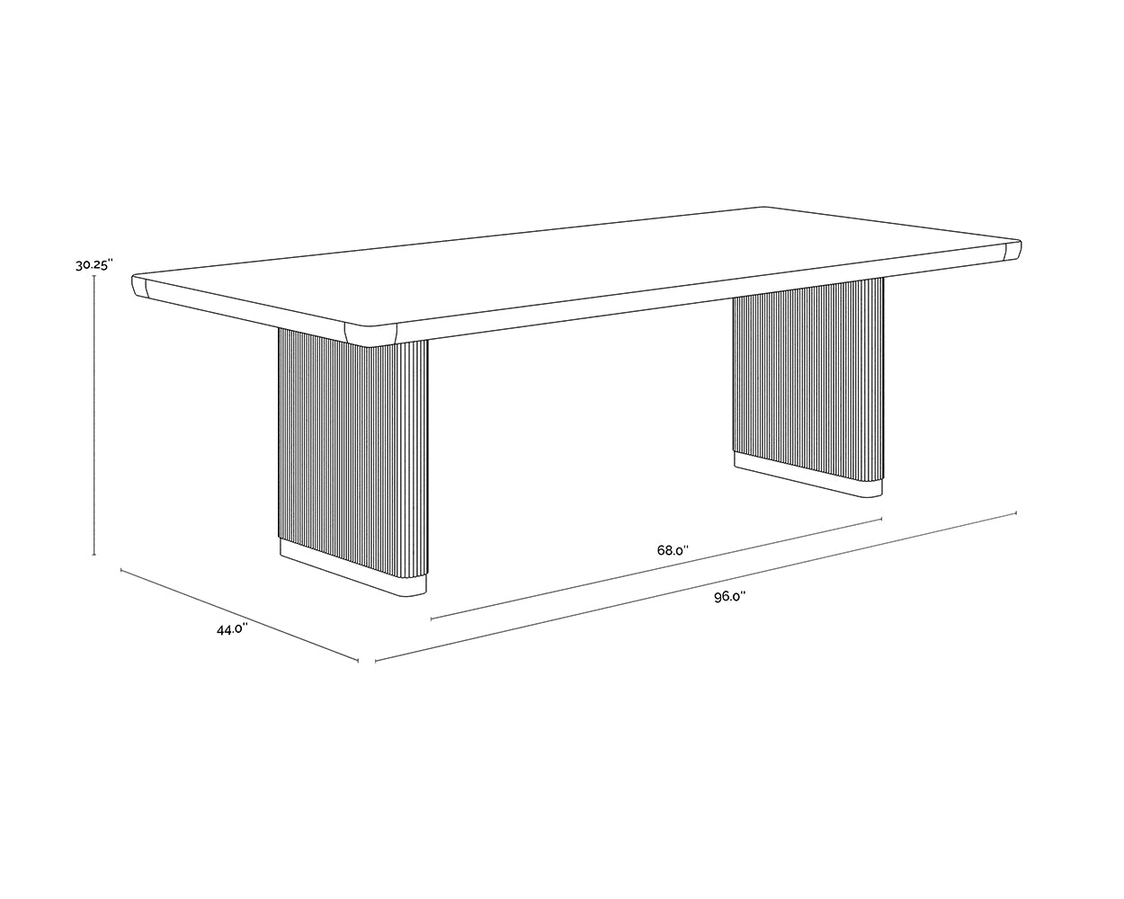 Kalla Dining Table - 96" - Rectangular dimensions schematic