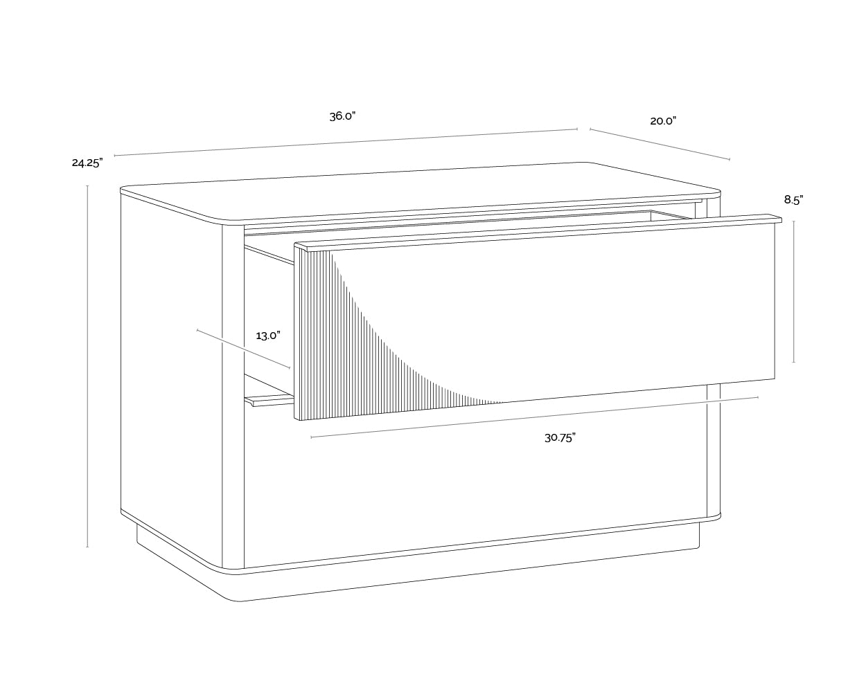 Kalla Nightstand - Large dimensions schematic