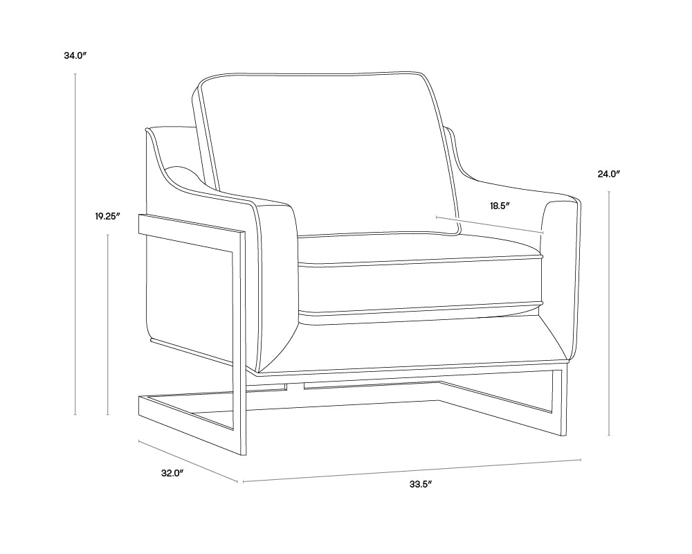 Kalmin Lounge Chair dimensions schematic
