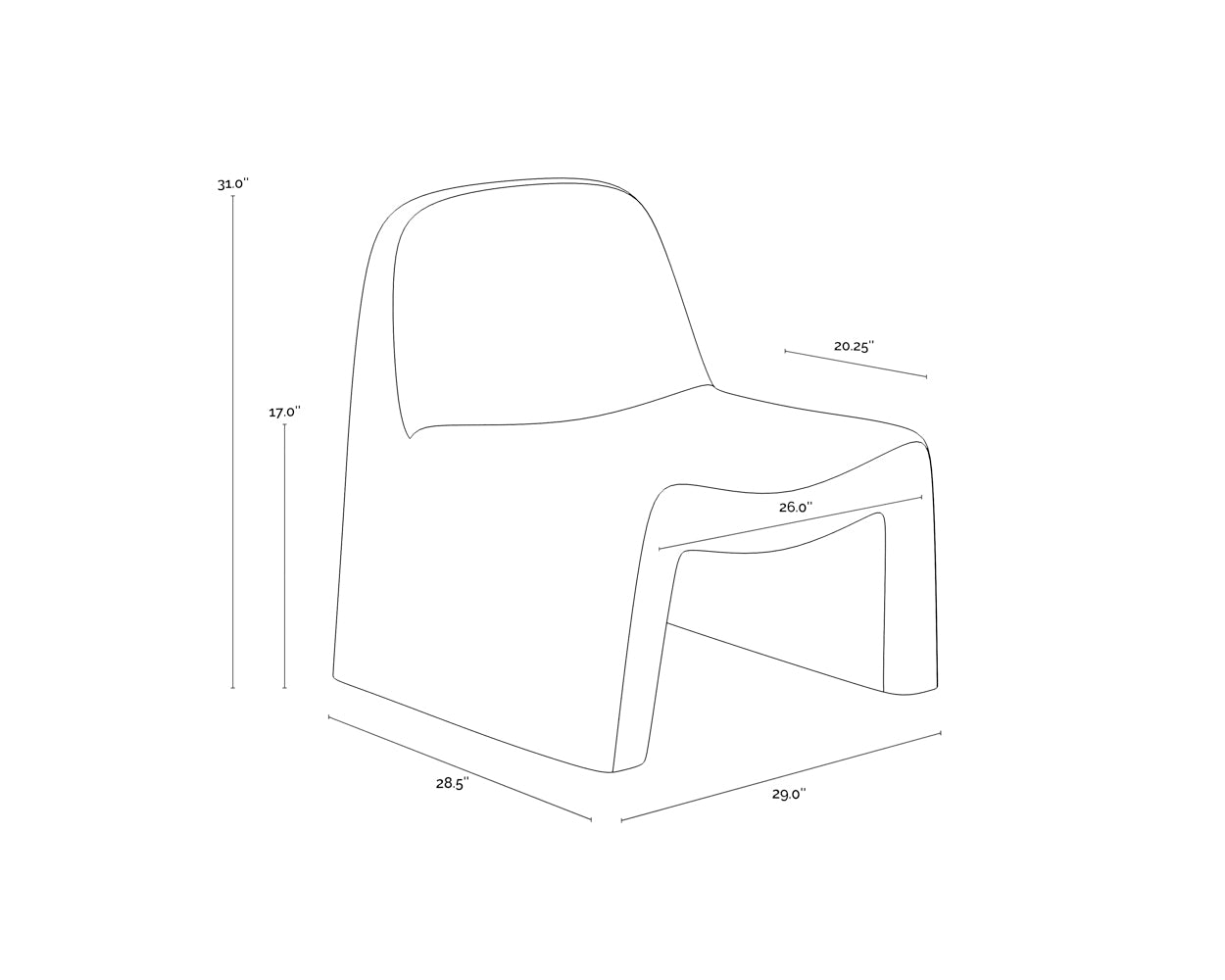 Kessel Lounge Chair dimensions schematic
