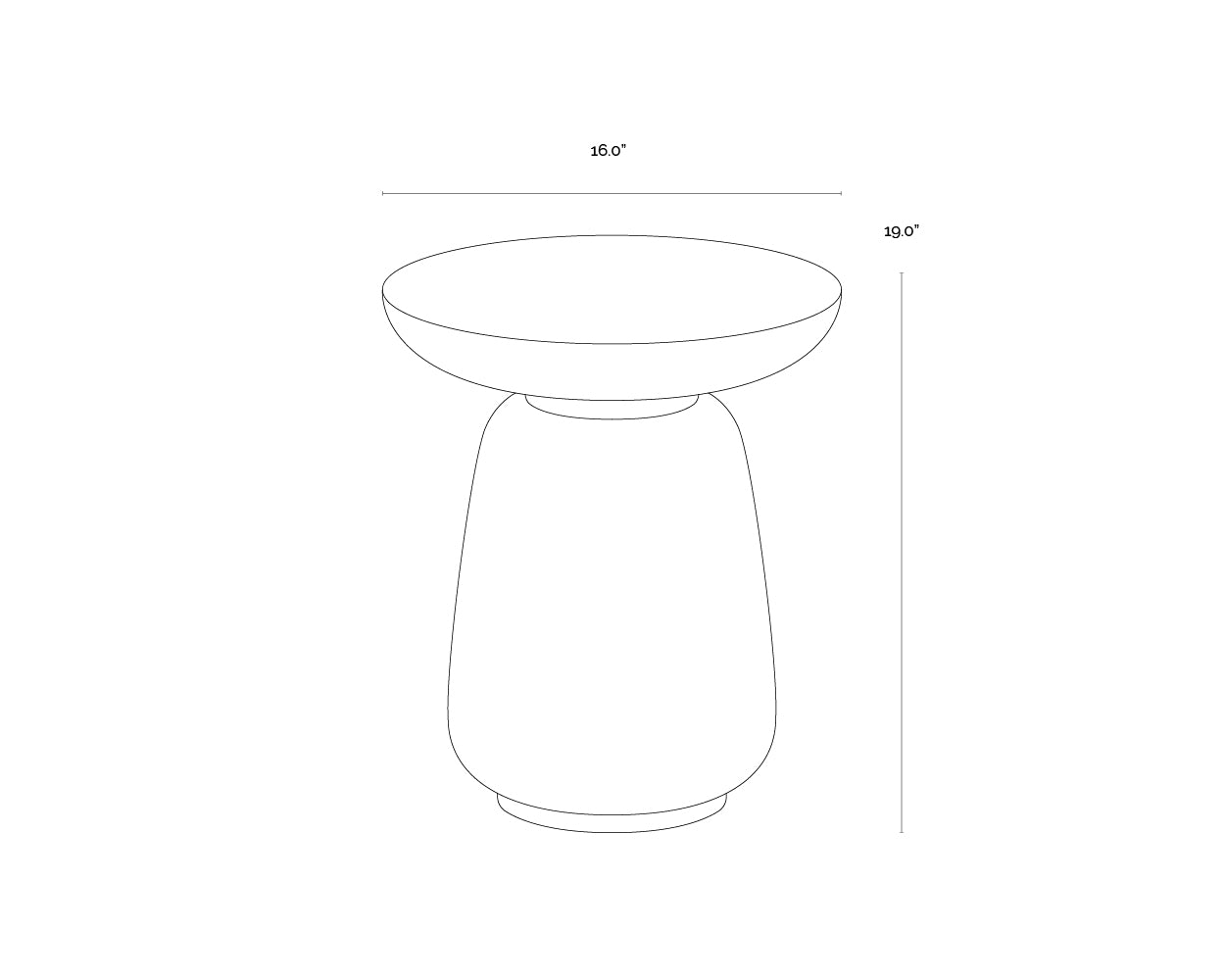 Kiri End Table dimensions schematic