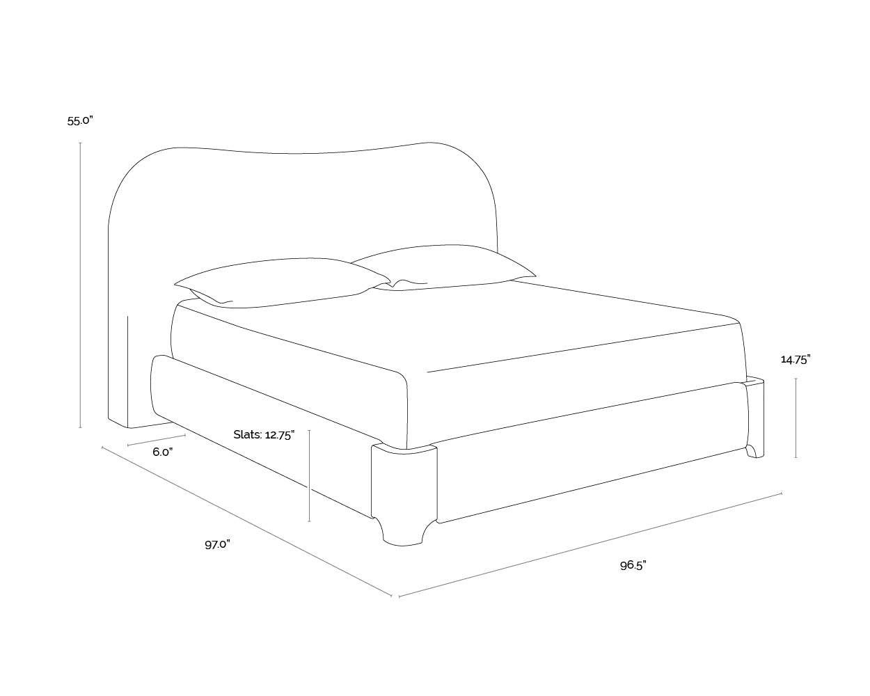 Knowles Bed dimensions schematic