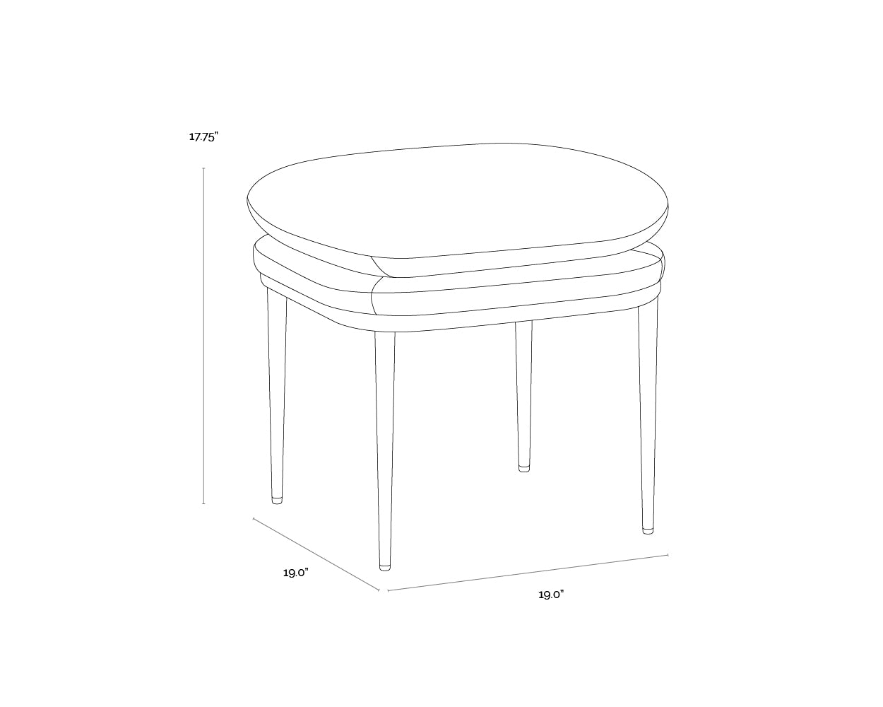 Koffi Stool - Dark Bronze dimensions schematic