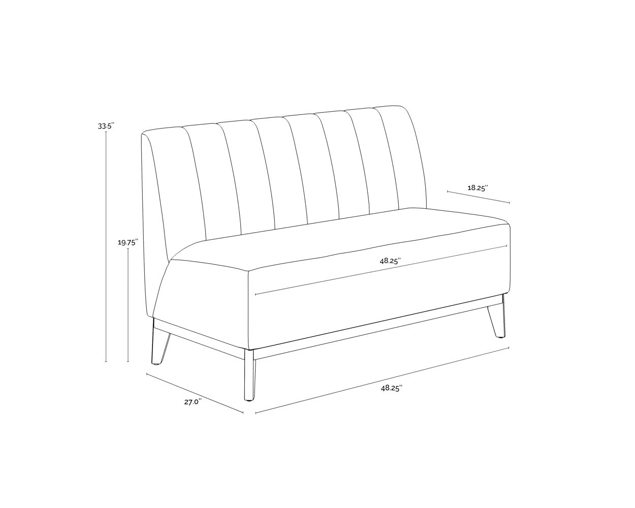 Kosovo Banquette dimensions schematic