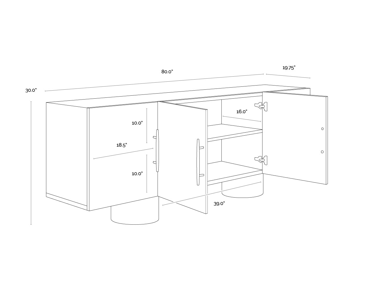 Kresteven Sideboard dimensions schematic