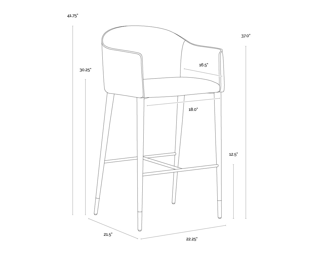 Kylin Barstool dimensions schematic