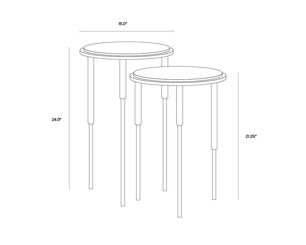 Kyrie Nesting End Tables (Set Of 2) dimensions schematic