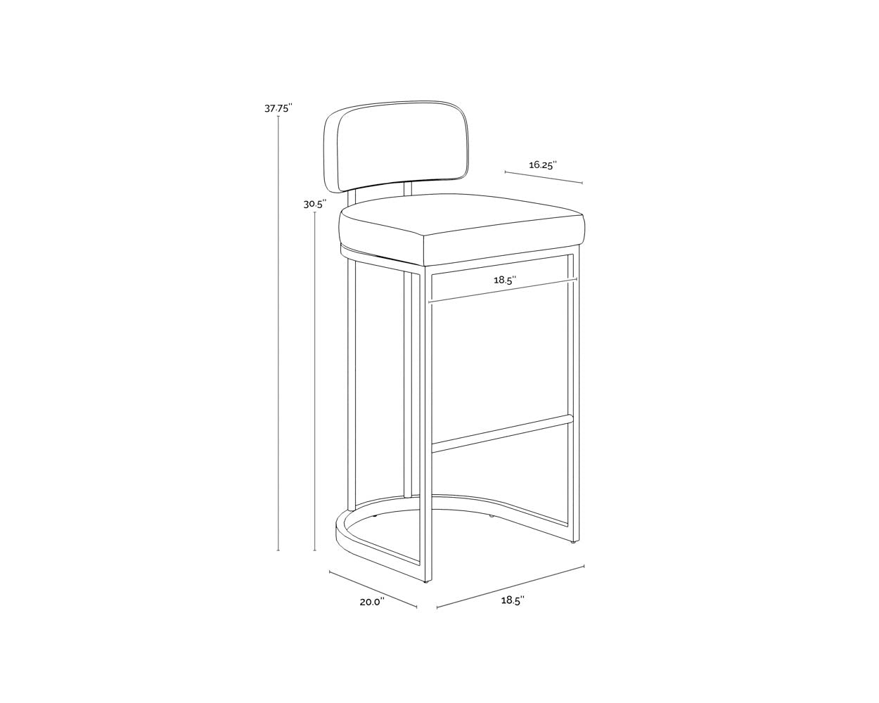 Larissa Barstool dimensions schematic