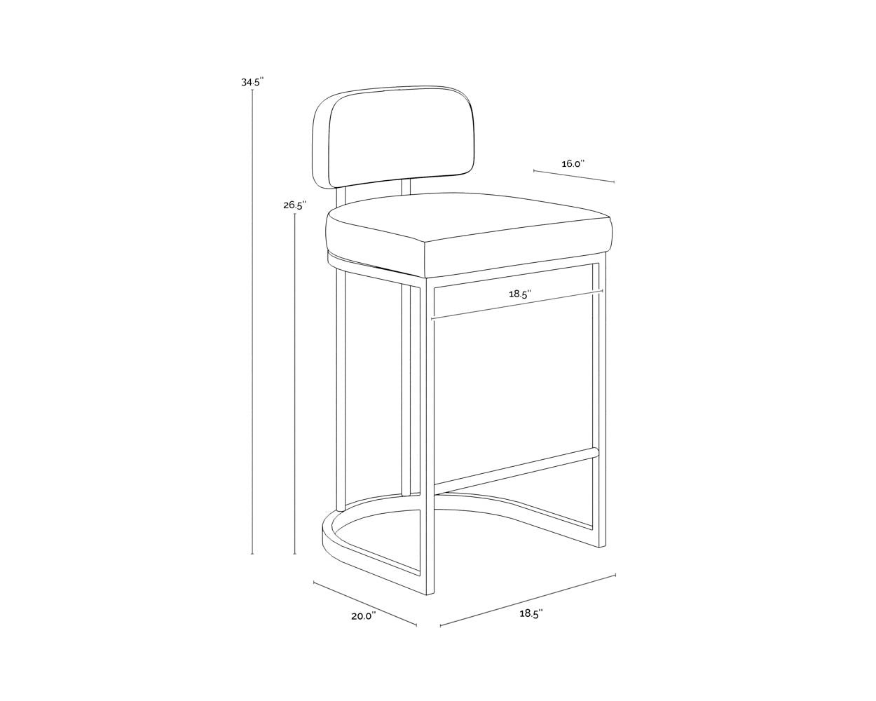 Larissa Counter Stool dimensions schematic