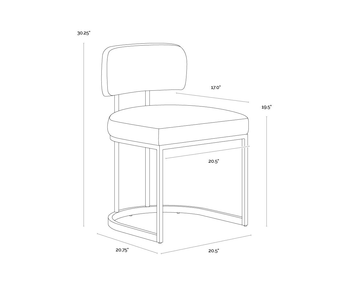 Larissa Dining Chair dimensions schematic