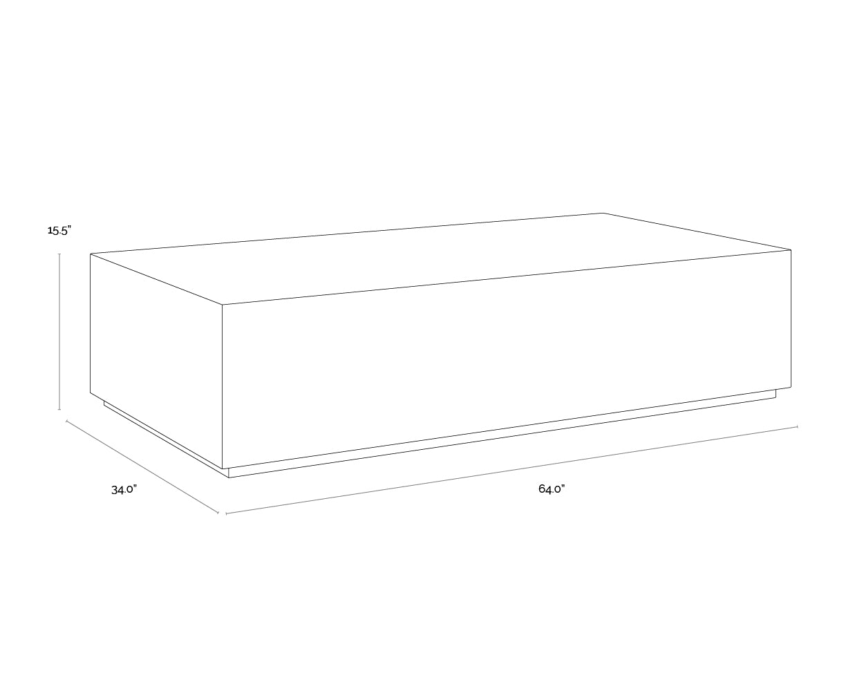 Laros Coffee Table - Rectangular dimensions schematic
