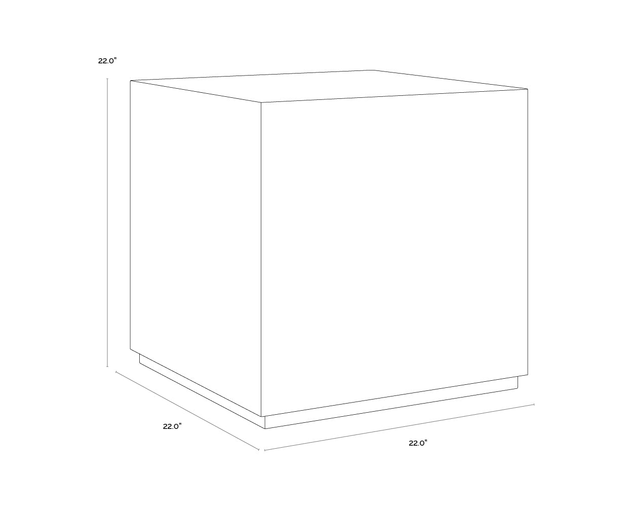 Laros End Table dimensions schematic