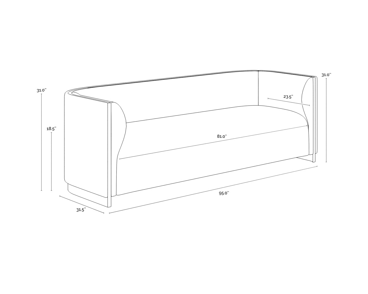 Larron Sofa dimensions schematic