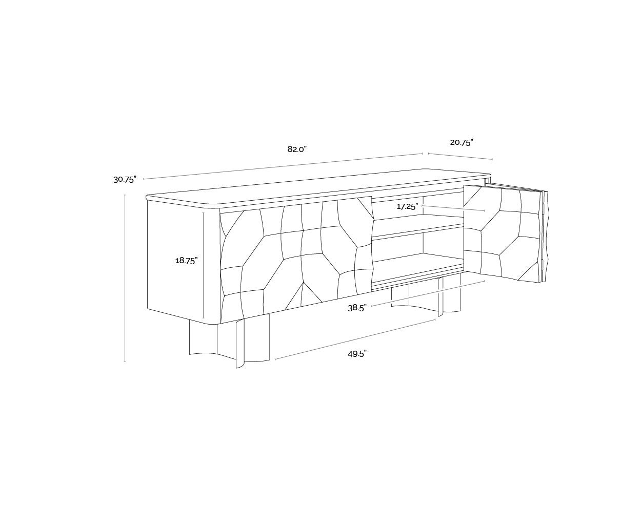 Lautrec Sideboard dimensions schematic