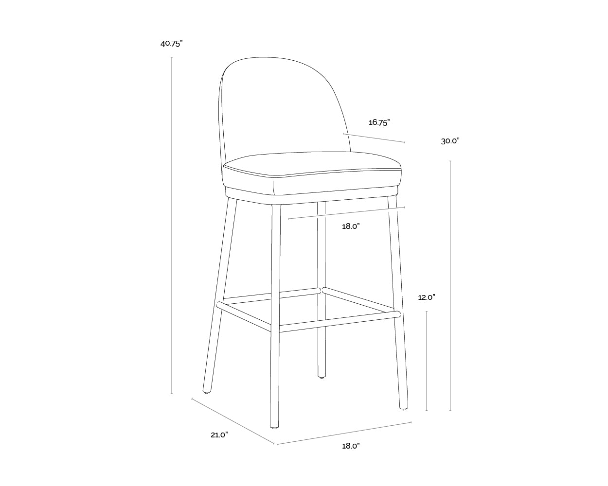 Lavania Barstool dimensions schematic