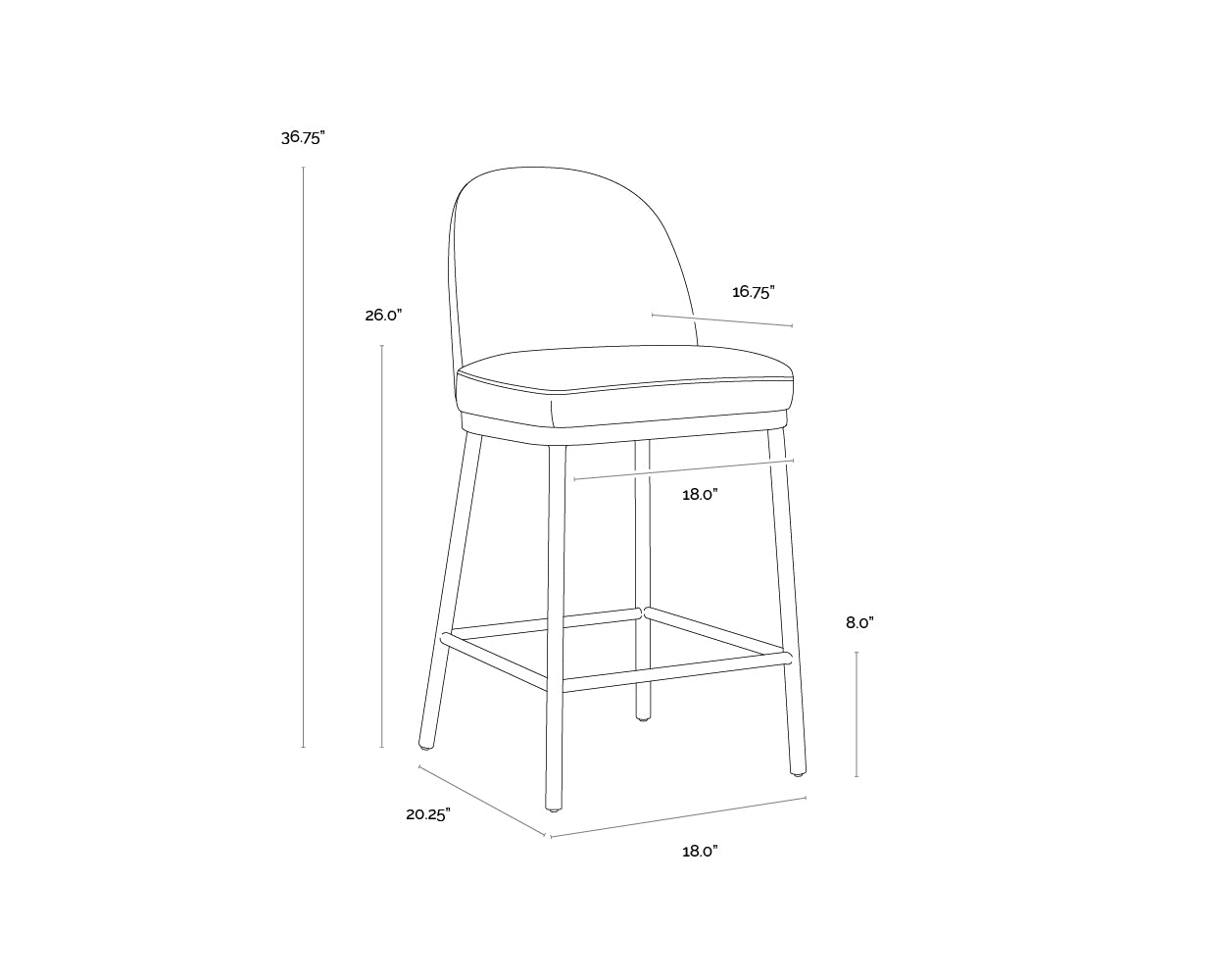 Lavania Counter Stool dimensions schematic