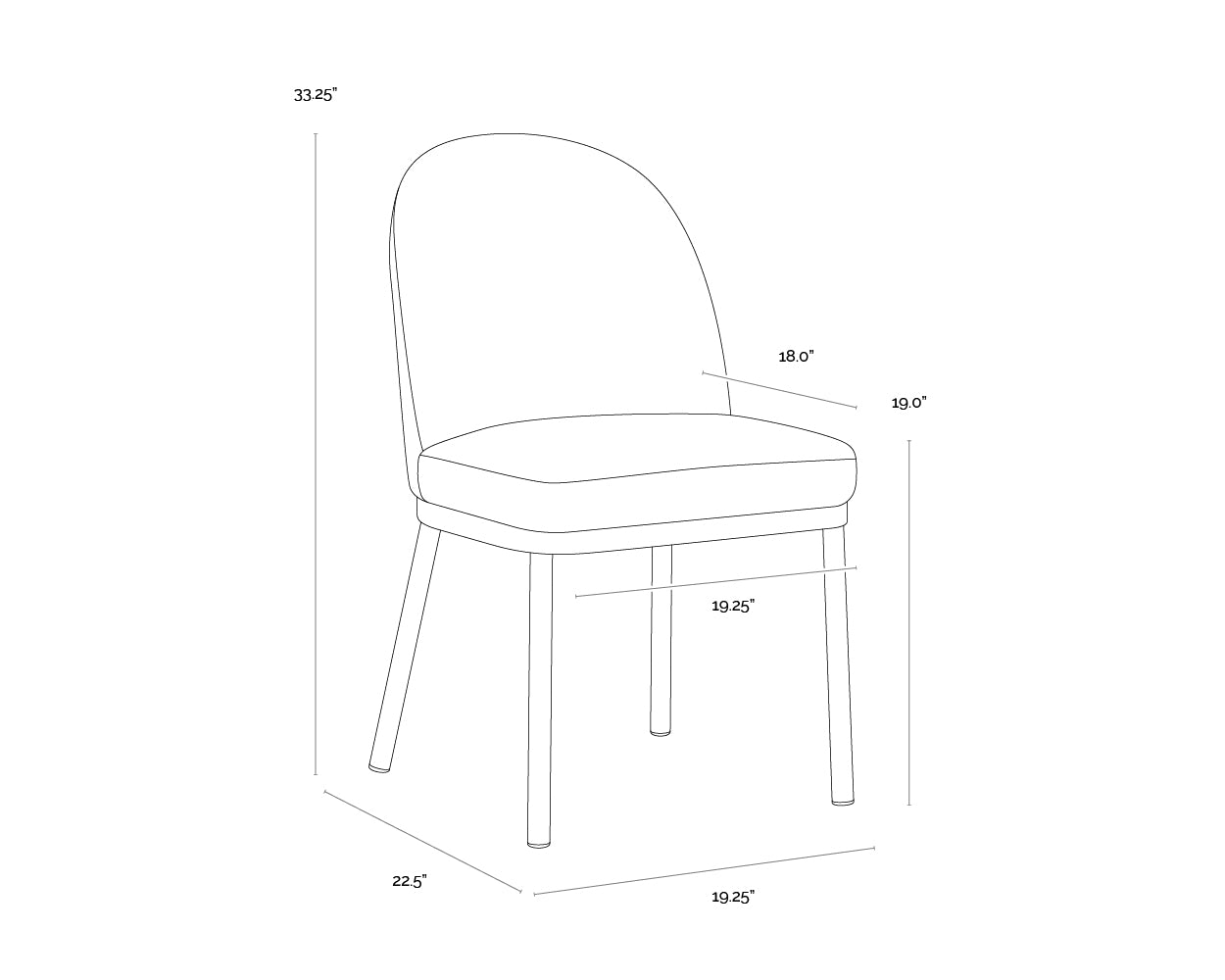 Lavania Dining Chair dimensions schematic