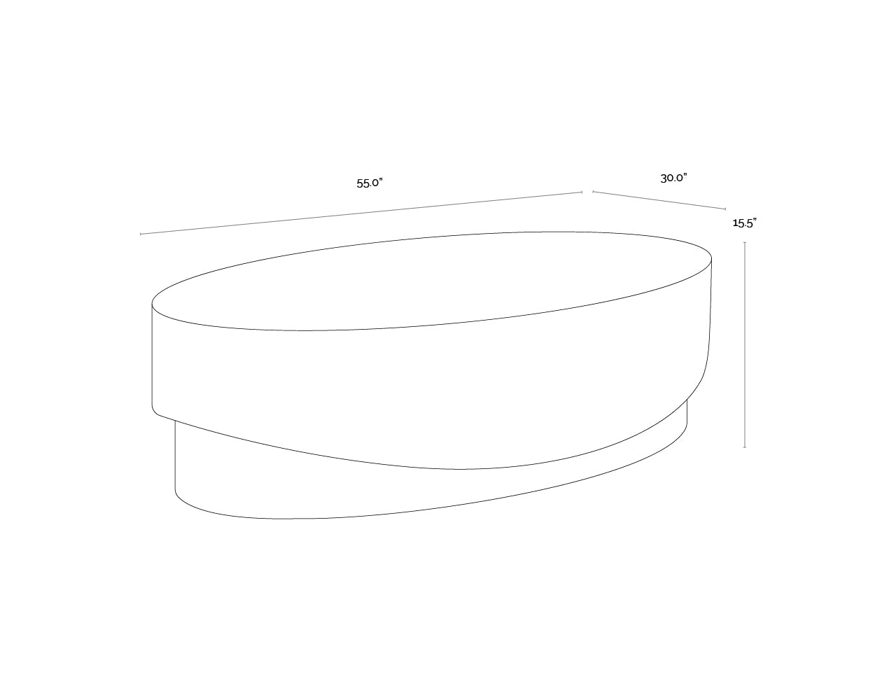 Leda Coffee Table - Oval dimensions schematic