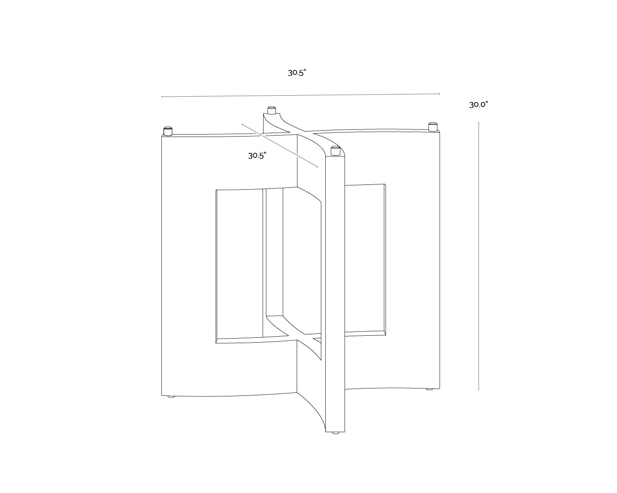 Lianne Dining Table Base dimensions schematic