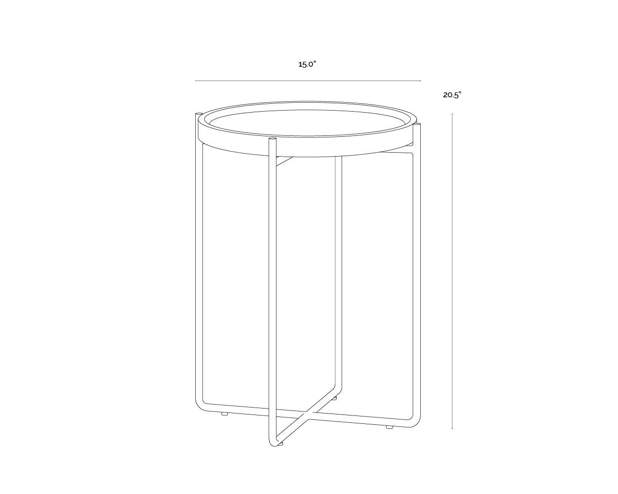 Liv End Table dimensions schematic