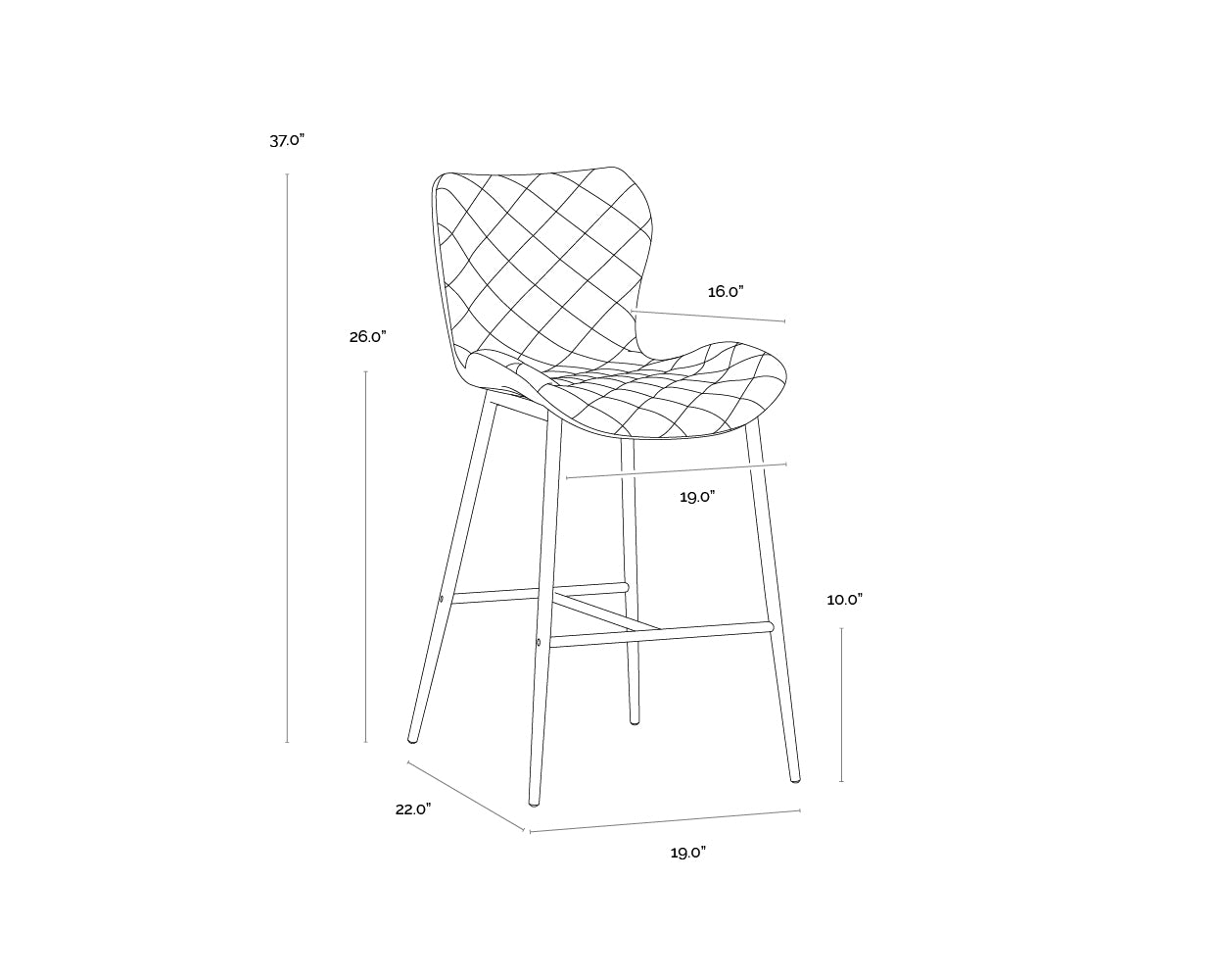 Lyla Counter Stool dimensions schematic
