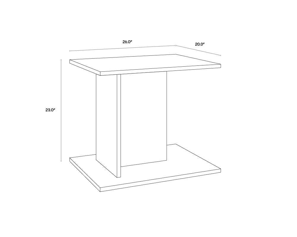 Madsen Side Table dimensions schematic