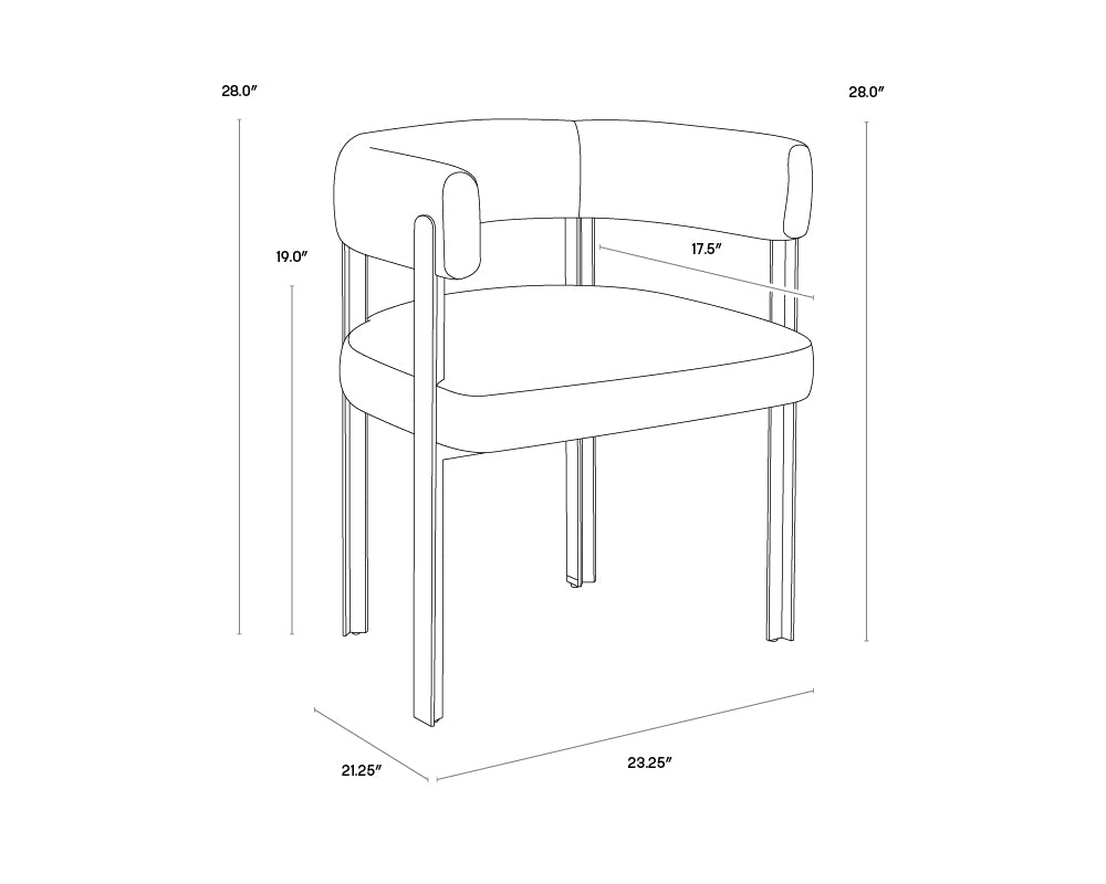 Mae Dining Armchair dimensions schematic