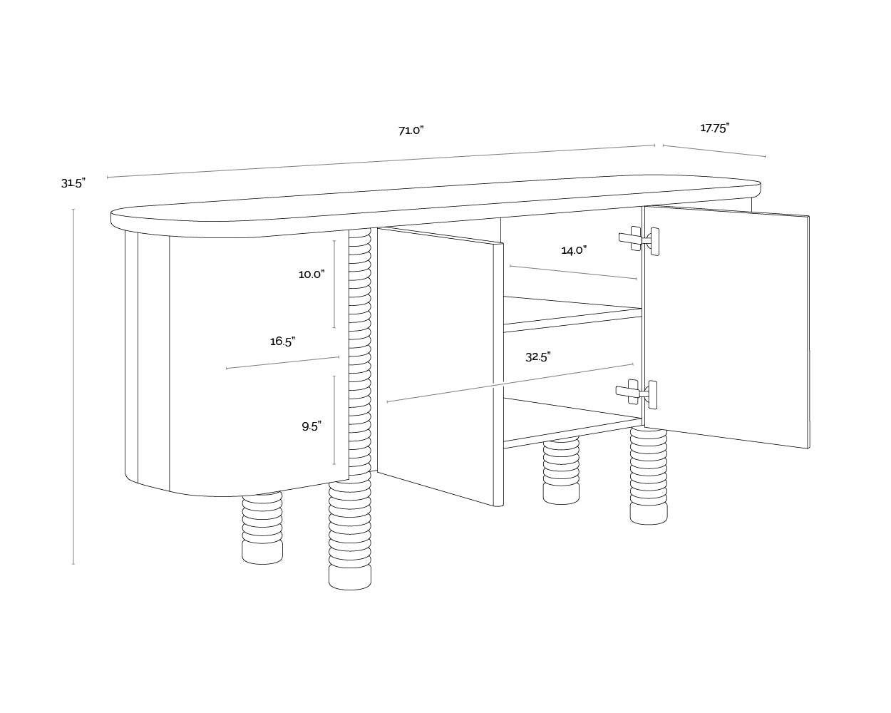 Magnus Sideboard dimensions schematic