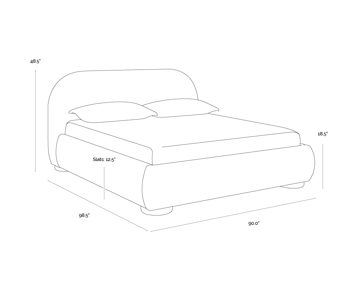 Marin Bed dimensions schematic