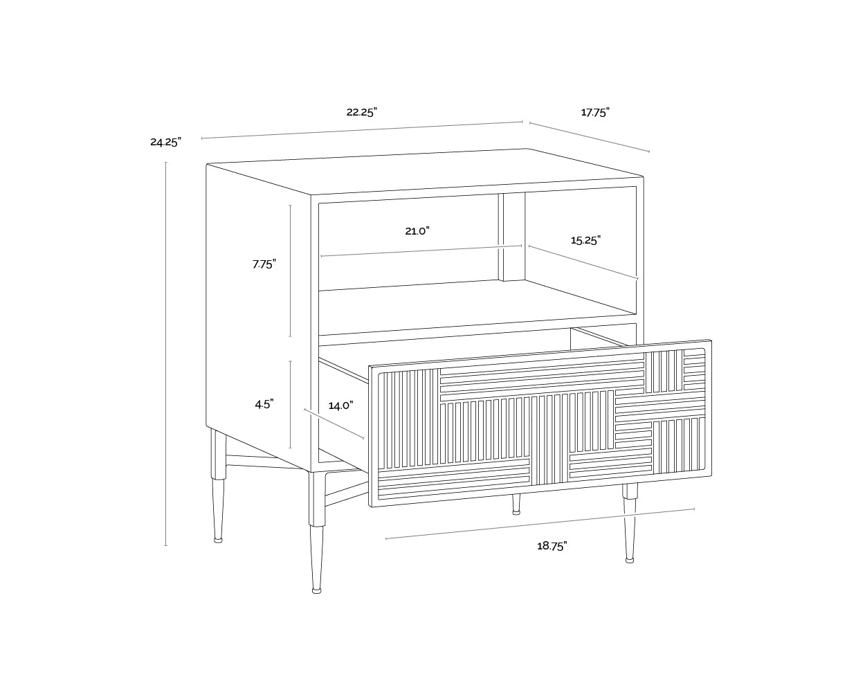 Markwood Nightstand dimensions schematic