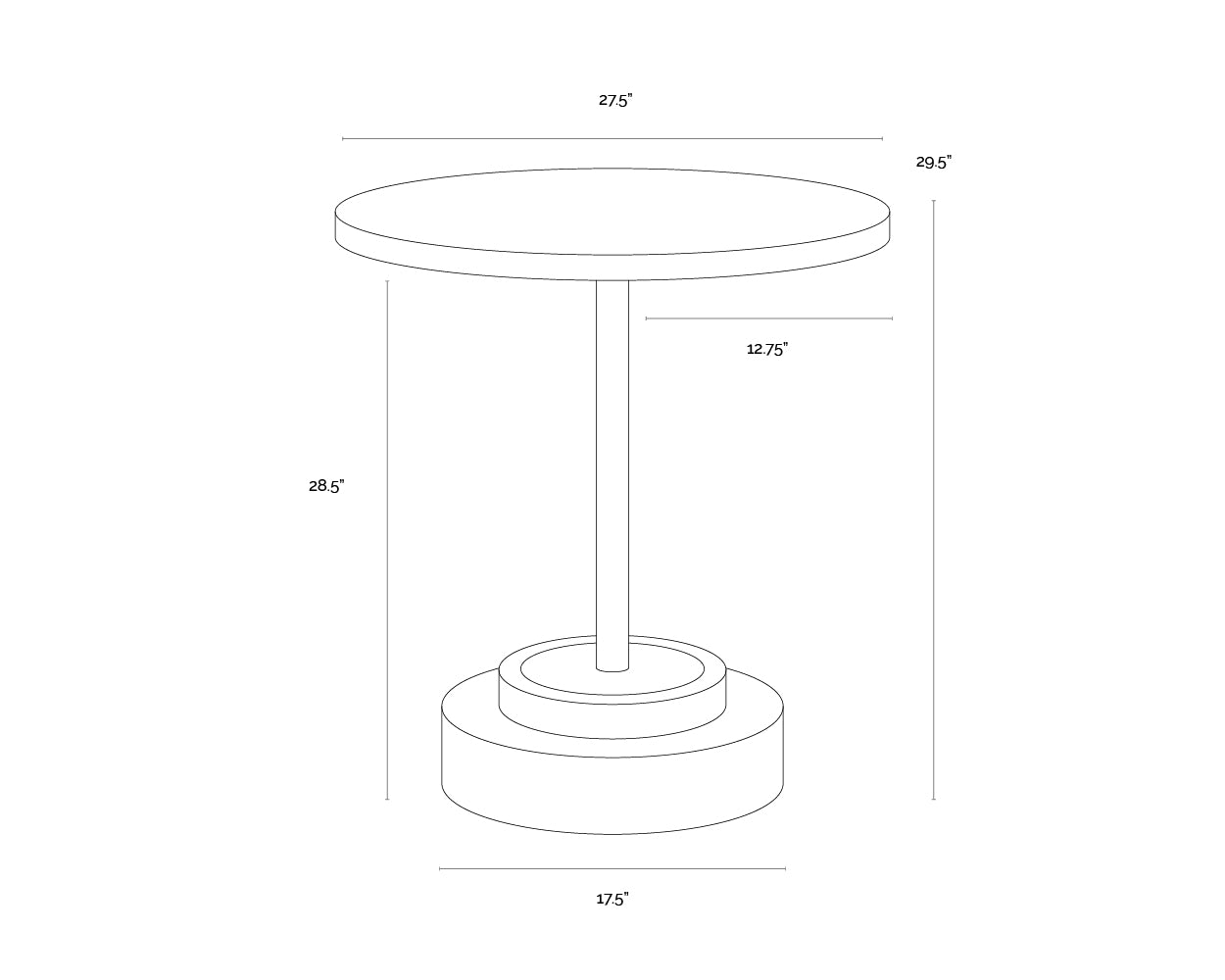 Marlowe Bistro Table - 27.5" dimensions schematic