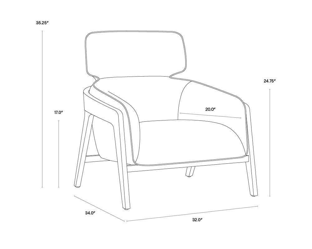 Maximus Lounge Chair dimensions schematic