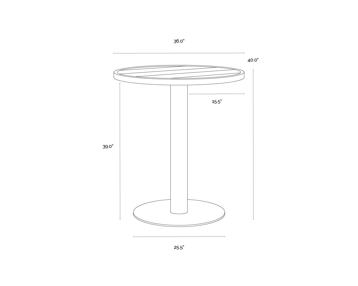 Merano Bar Table - Round dimensions schematic