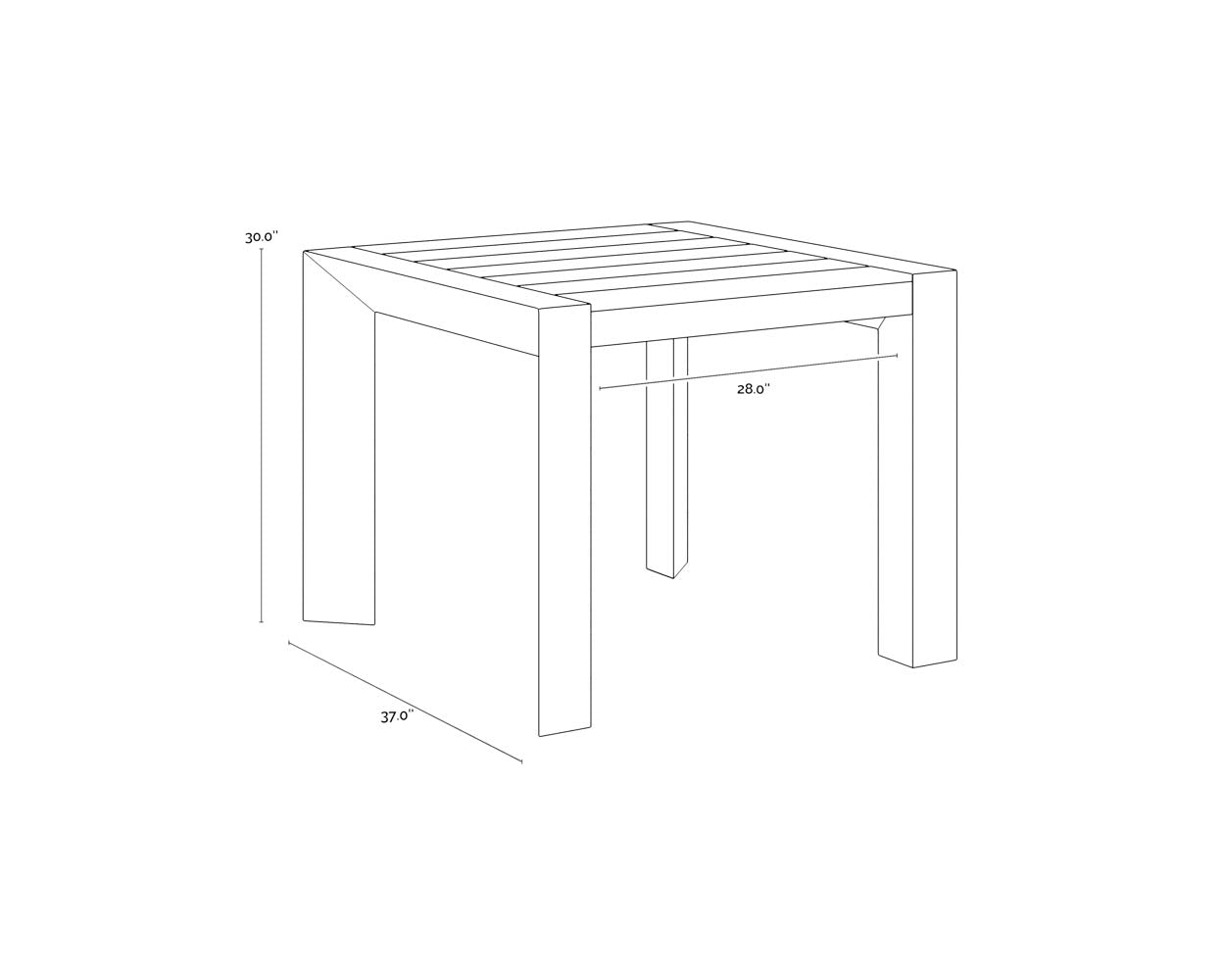 Merano Dining Table - Black - 37" dimensions schematic
