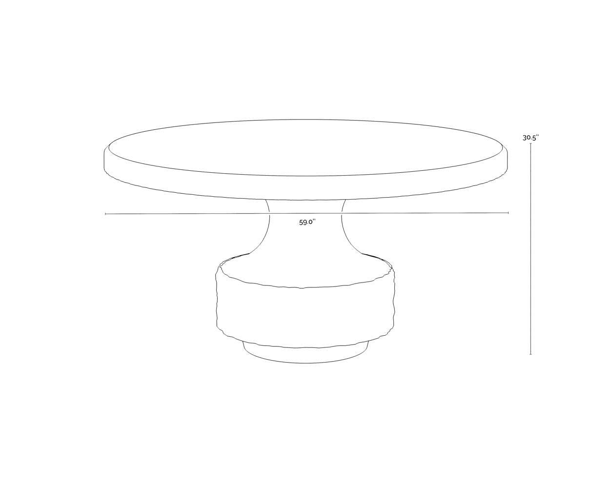 Mersin Dining Table - 59" dimensions schematic