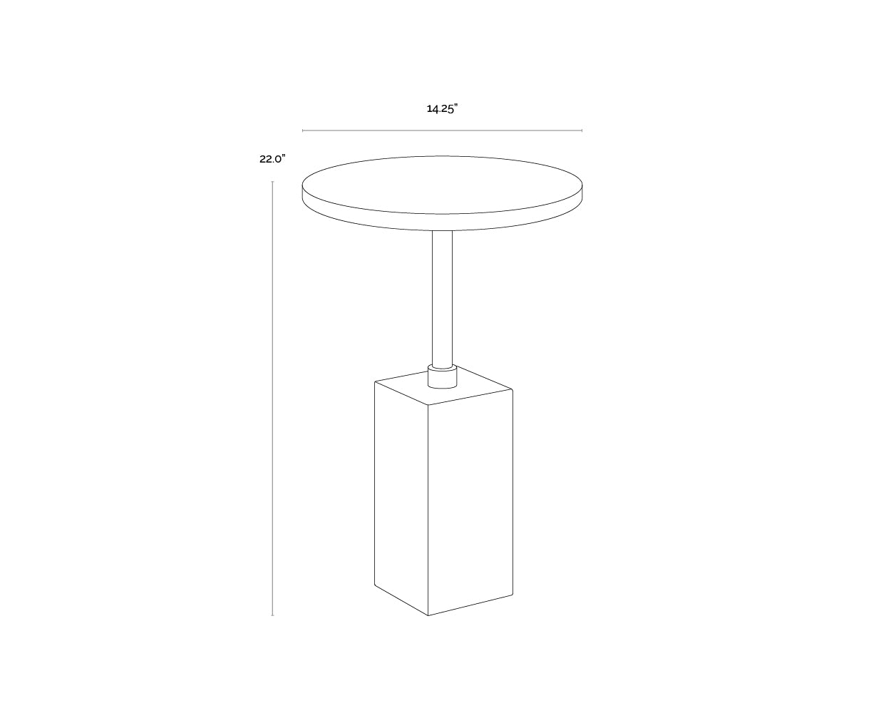 Mizani End Table dimensions schematic