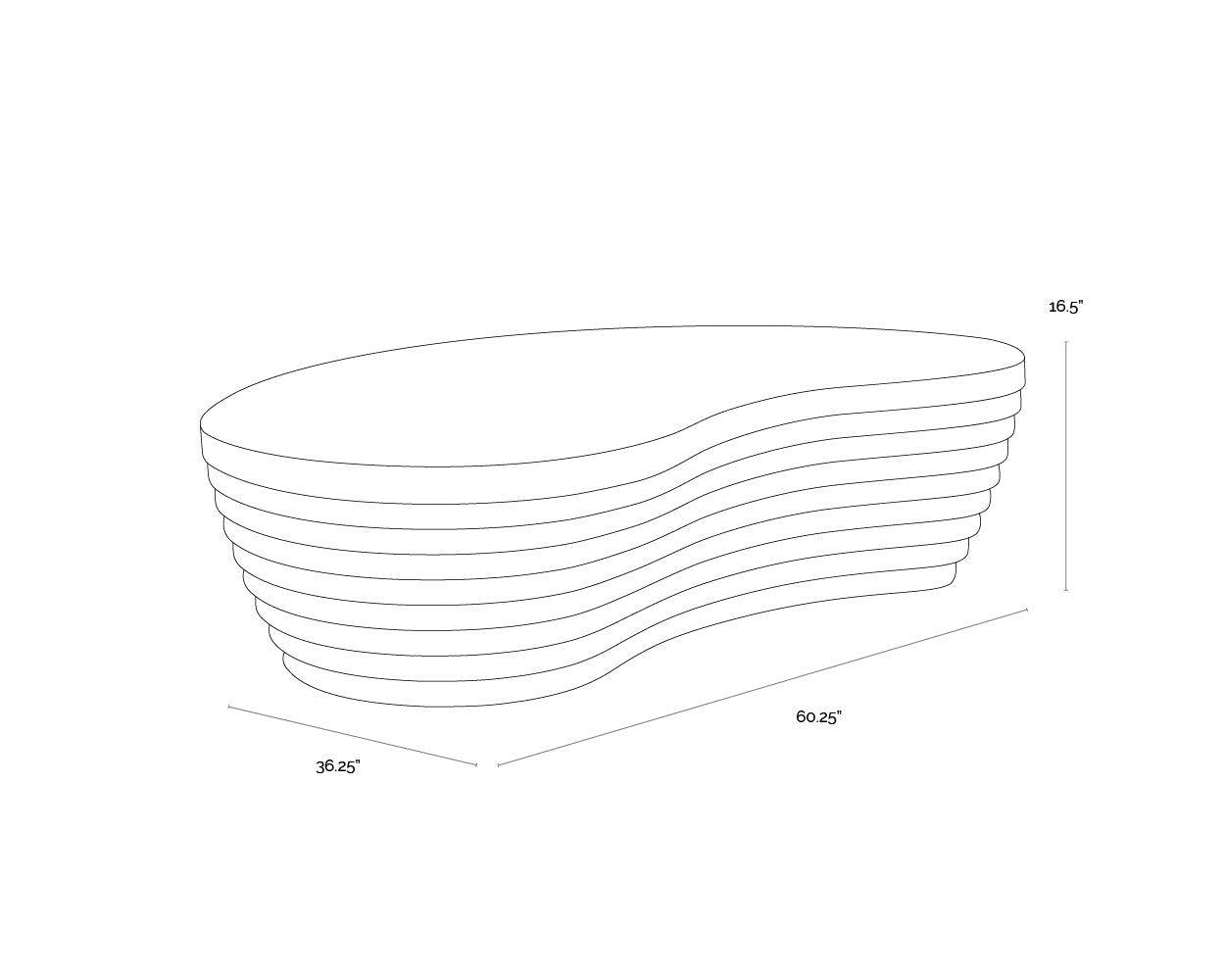 Mojave Coffee Table dimensions schematic