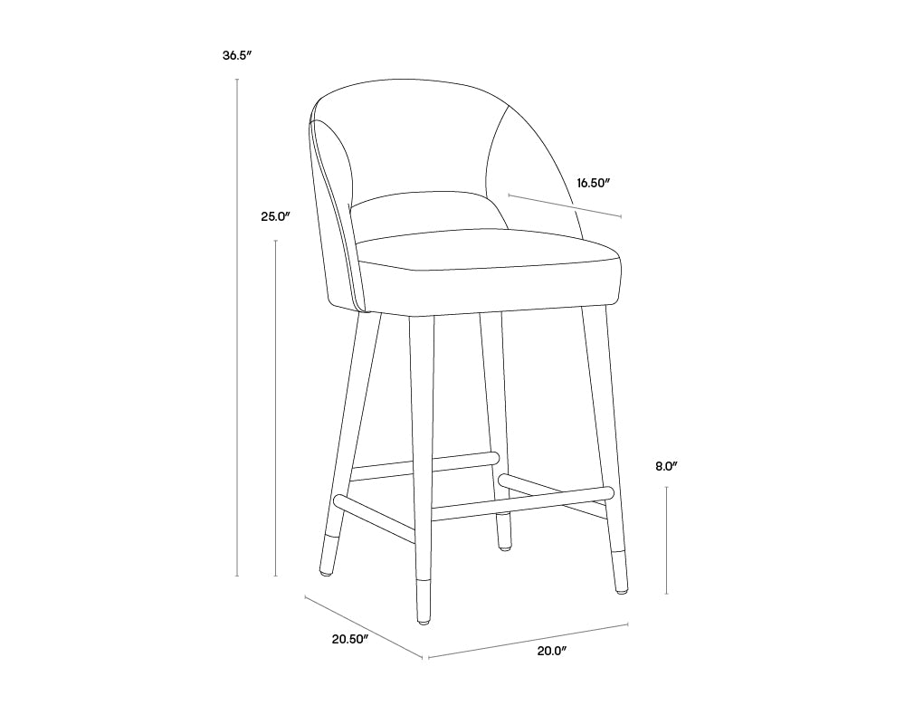 Monae Counter Stool dimensions schematic