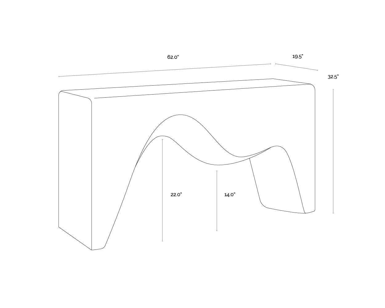 Montanus Console Table dimensions schematic